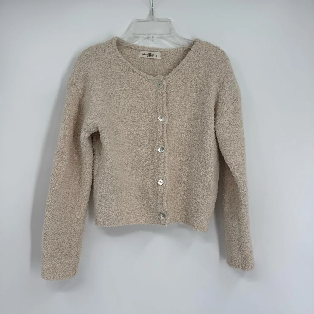 Natural Life Cardigan Sweater Size Small Cream Fuzzy Button Up Cottagecore - Picture 7 of 7